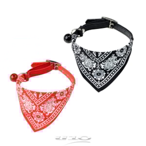COLEIRA GATO ANTI-ESTRANGULAMENTO C/LAÇO BANDANA VERMELHO